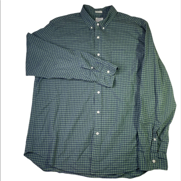 J.Crew Secret Wash Camp Collar Organic Cotton Plaid Shirt Size XL
